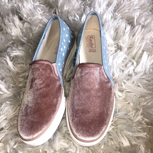New Women Double Decker Velvet Denim Size 8.5